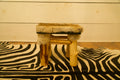 Hazel Rabbit Fur and Leather Foot Stool
