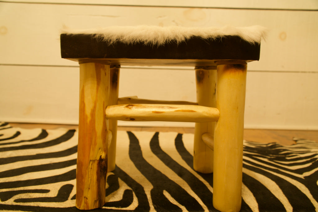 White Rabbit and Leather Foot Stool