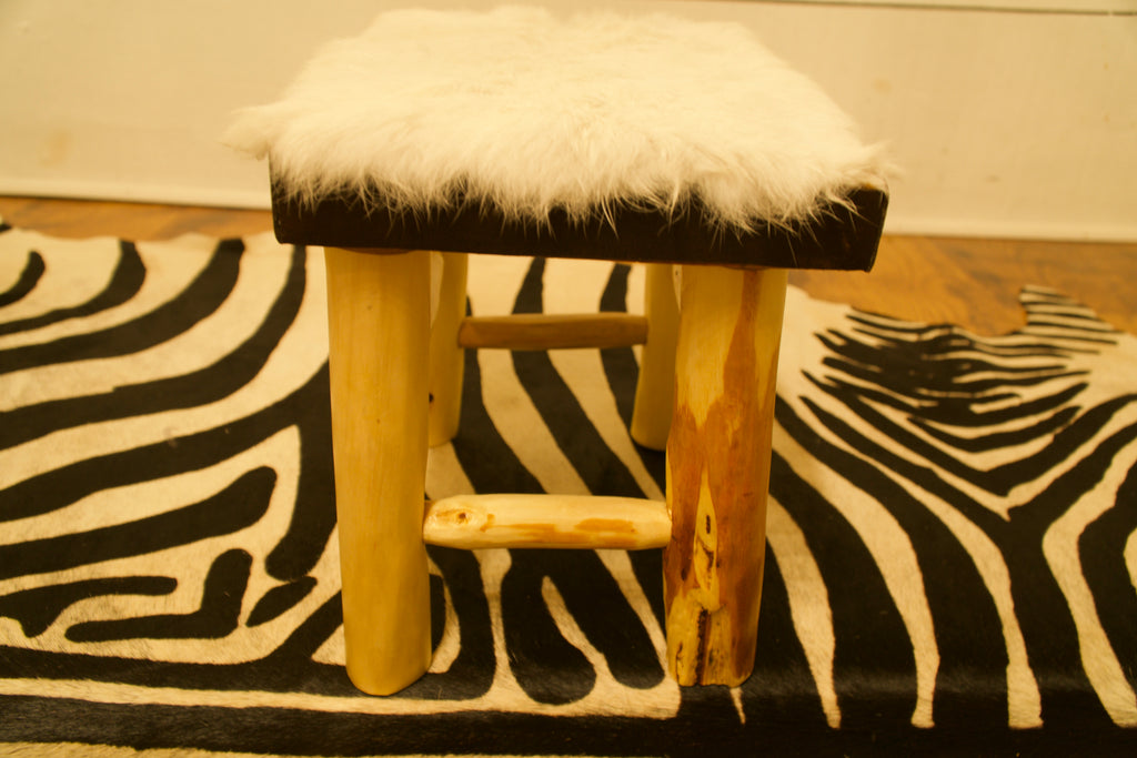 White Rabbit and Leather Foot Stool