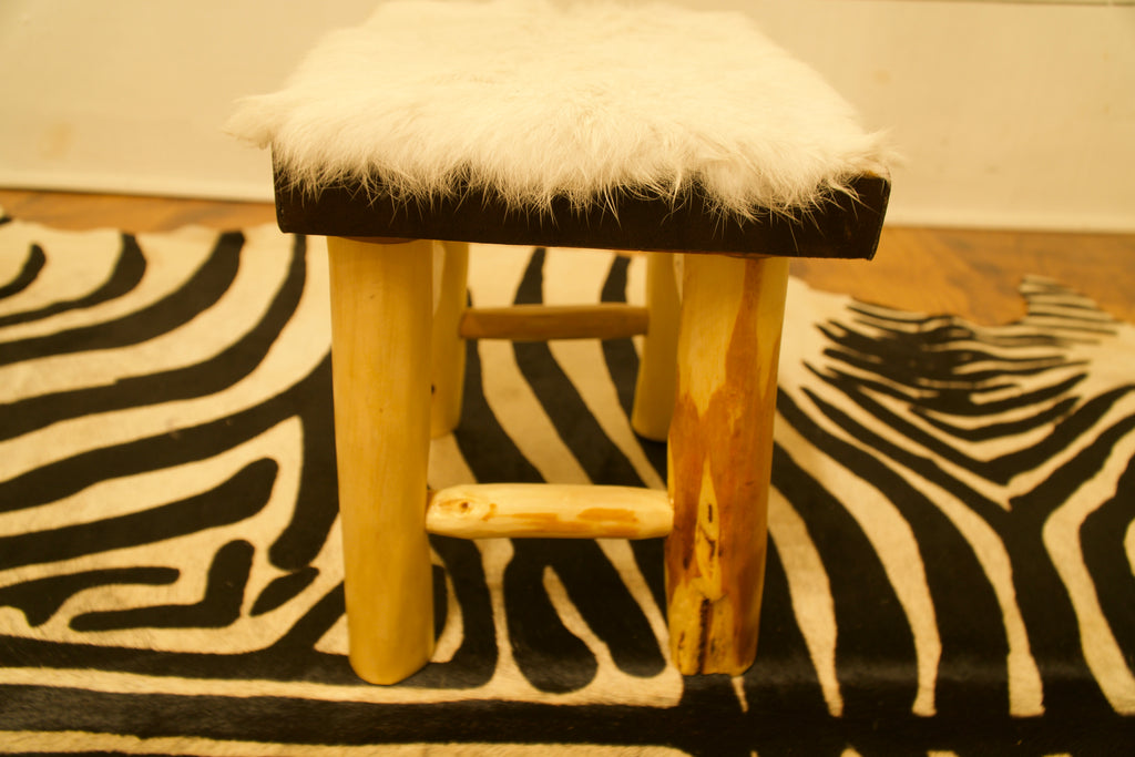 White Rabbit and Leather Foot Stool