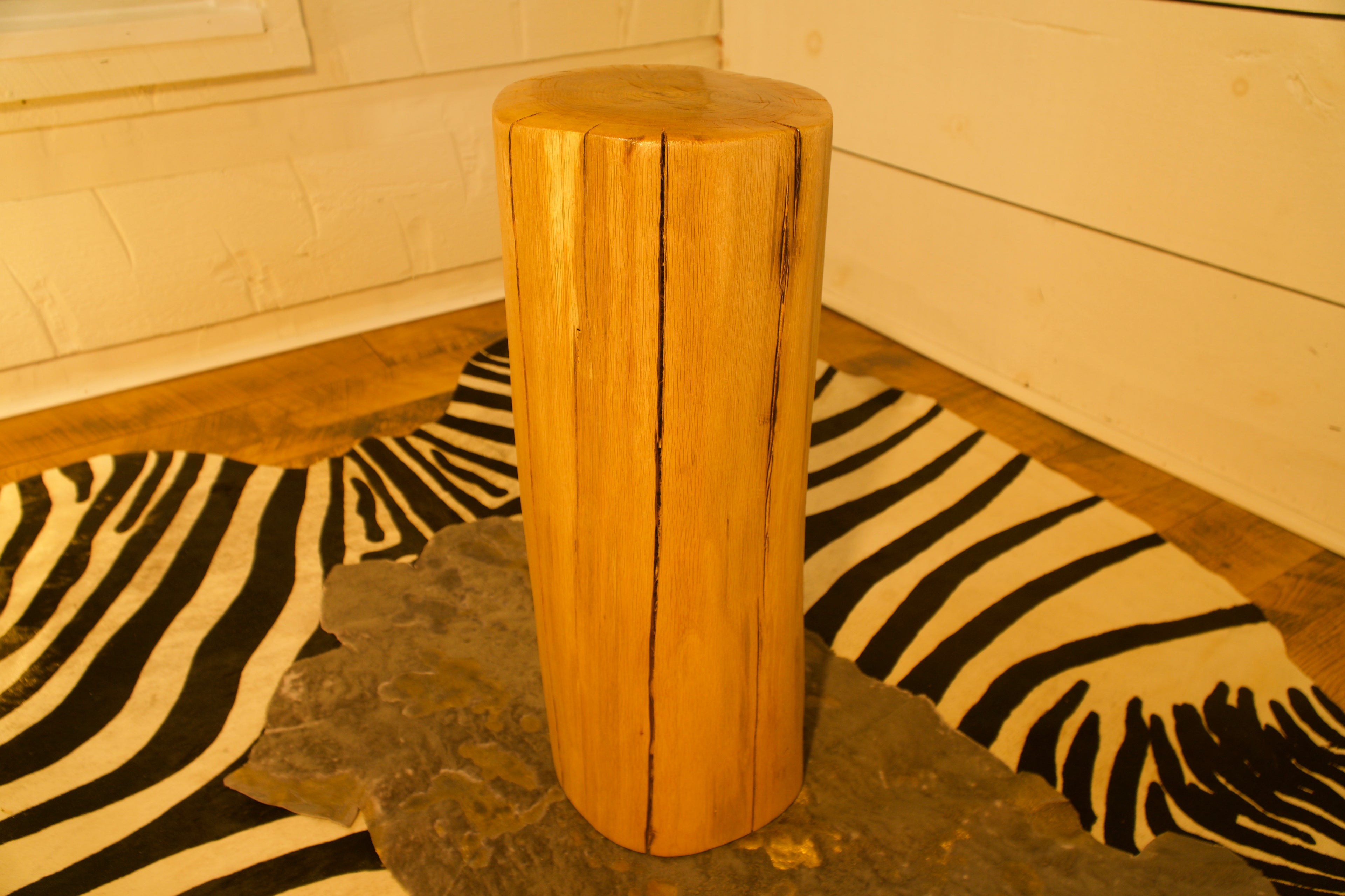 Solid Oak Log End Tables