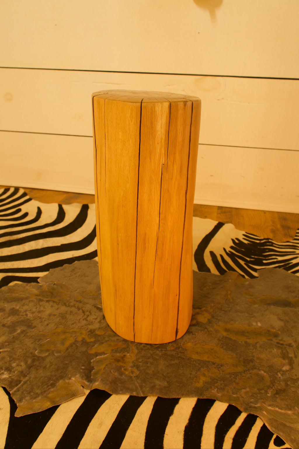 Solid Oak Log End Tables